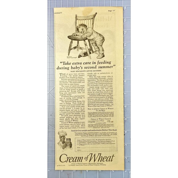 Cream of Wheat "Take extra care in feeding during Baby's 2nd Summer" Vtg Ad 1925 - Picture 2 of 3